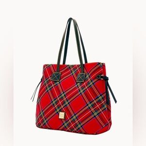 Dooney Bourke 🆕 Red plaid tartan Victoria beautiful Italian leather retail$348
